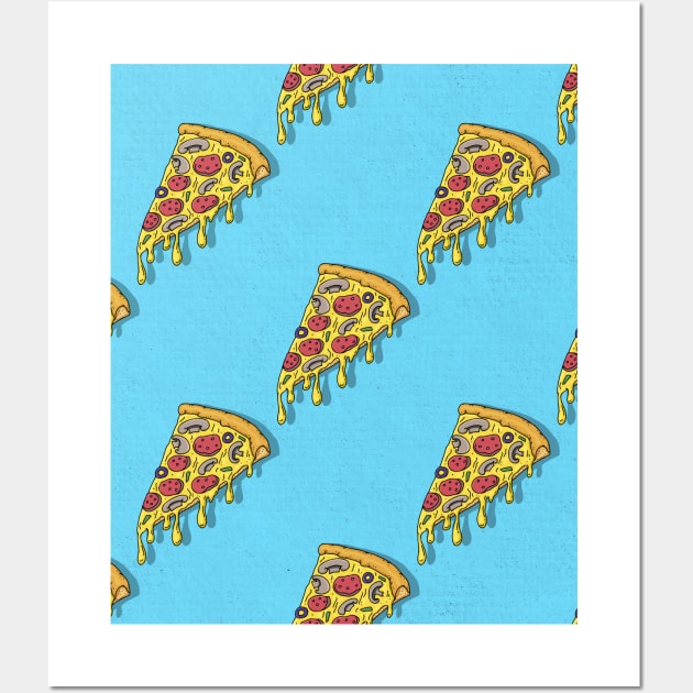 Bright Pizza Pattern Wall Art by okpinsArtDesign